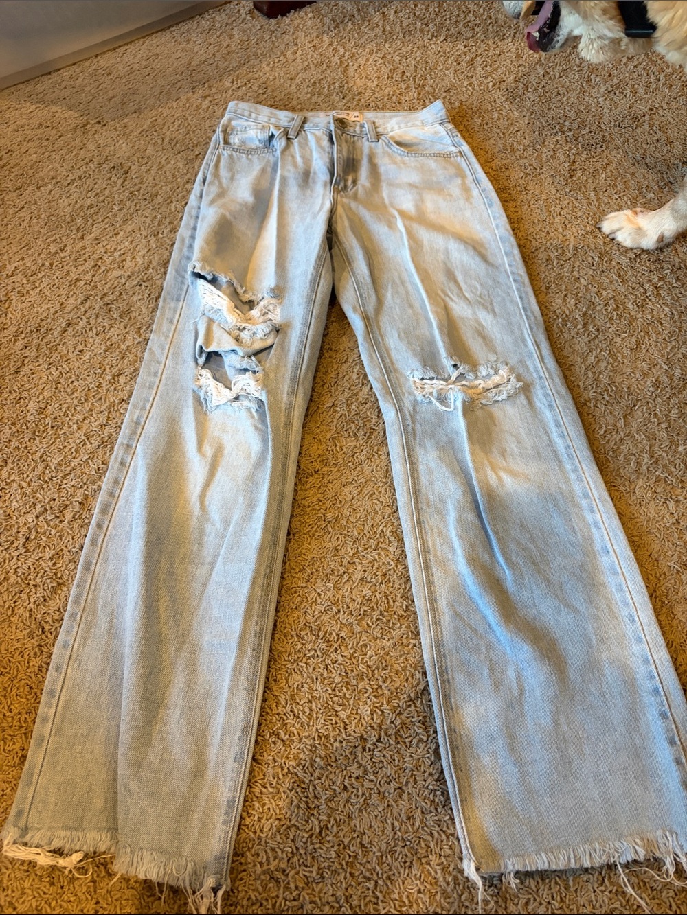 Just Black Light Blue Distressed Wide-Leg Jeans